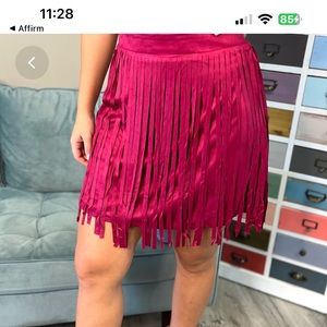 Pink fringe skirt